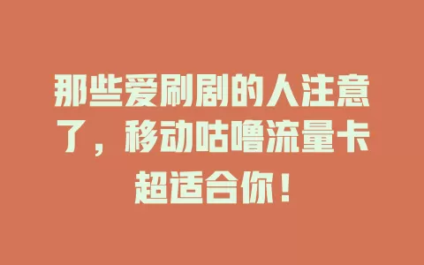 那些爱刷剧的人注意了，移动咕噜流量卡超适合你！