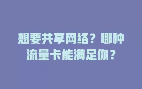 想要共享网络？哪种流量卡能满足你？