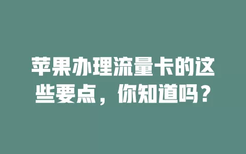 苹果办理流量卡的这些要点，你知道吗？
