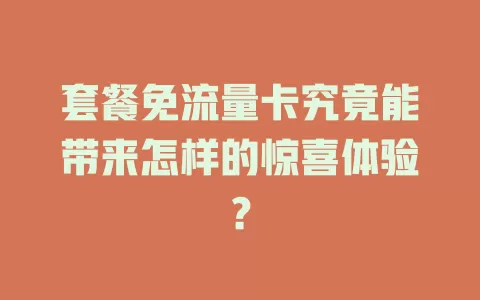 套餐免流量卡究竟能带来怎样的惊喜体验？