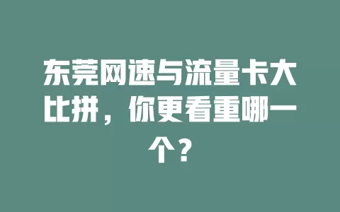 东莞网速与流量卡大比拼，你更看重哪一个？