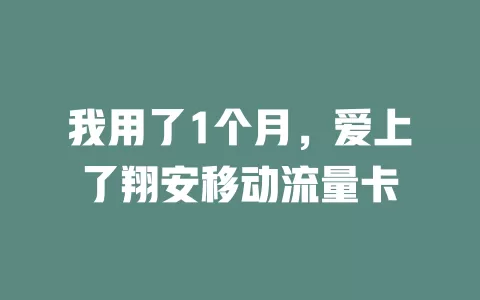 我用了1个月，爱上了翔安移动流量卡