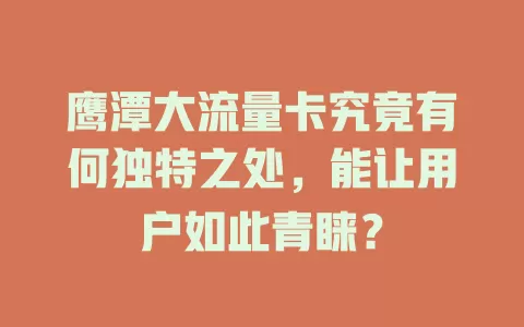 鹰潭大流量卡究竟有何独特之处，能让用户如此青睐？