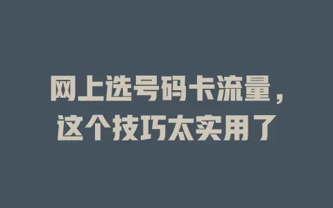 网上选号码卡流量，这个技巧太实用了