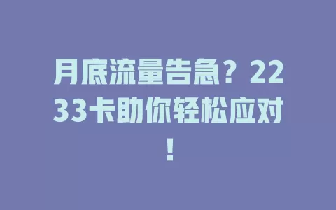 月底流量告急？2233卡助你轻松应对！