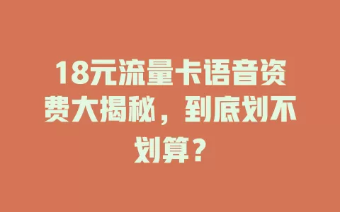 18元流量卡语音资费大揭秘，到底划不划算？