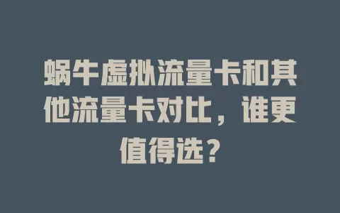 蜗牛虚拟流量卡和其他流量卡对比，谁更值得选？
