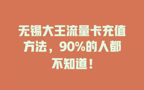 无锡大王流量卡充值方法，90%的人都不知道！
