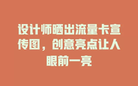 设计师晒出流量卡宣传图，创意亮点让人眼前一亮