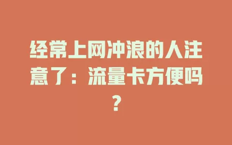 经常上网冲浪的人注意了：流量卡方便吗？