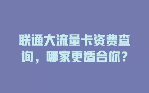 联通大流量卡资费查询，哪家更适合你？