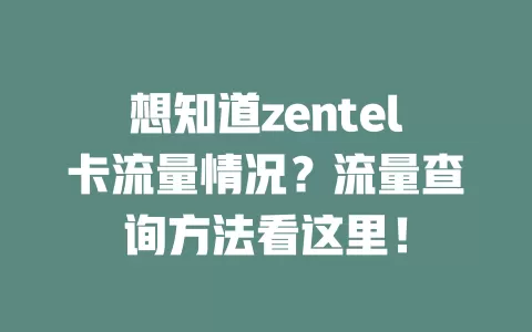想知道zentel卡流量情况？流量查询方法看这里！