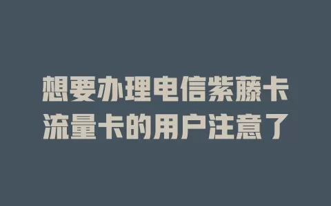 想要办理电信紫藤卡流量卡的用户注意了
