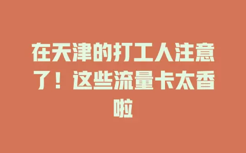 在天津的打工人注意了！这些流量卡太香啦