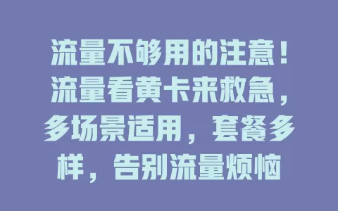 流量不够用的注意！流量看黄卡来救急，多场景适用，套餐多样，告别流量烦恼
