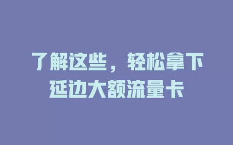 了解这些，轻松拿下延边大额流量卡