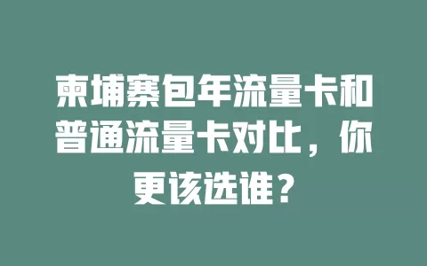 柬埔寨包年流量卡和普通流量卡对比，你更该选谁？