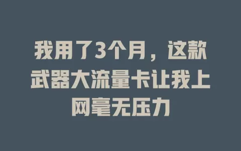 我用了3个月，这款武器大流量卡让我上网毫无压力