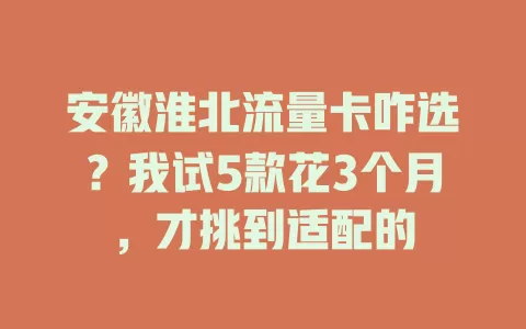 安徽淮北流量卡咋选？我试5款花3个月，才挑到适配的