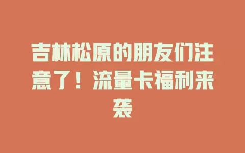 吉林松原的朋友们注意了！流量卡福利来袭