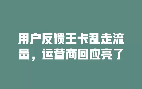用户反馈王卡乱走流量，运营商回应亮了