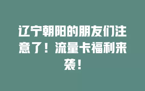 辽宁朝阳的朋友们注意了！流量卡福利来袭！