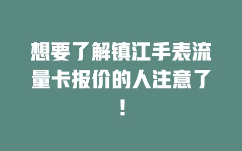 想要了解镇江手表流量卡报价的人注意了！