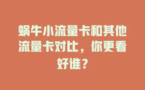 蜗牛小流量卡和其他流量卡对比，你更看好谁？