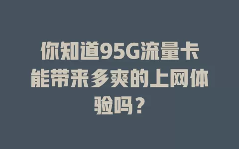 你知道95G流量卡能带来多爽的上网体验吗？