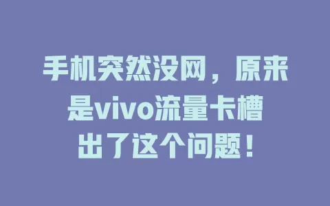 手机突然没网，原来是vivo流量卡槽出了这个问题！