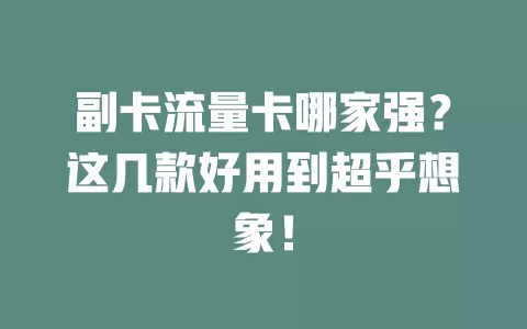 副卡流量卡哪家强？这几款好用到超乎想象！