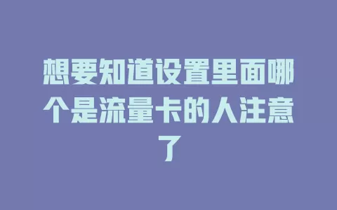 想要知道设置里面哪个是流量卡的人注意了