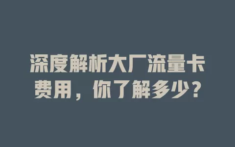 深度解析大厂流量卡费用，你了解多少？