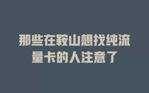 那些在鞍山想找纯流量卡的人注意了