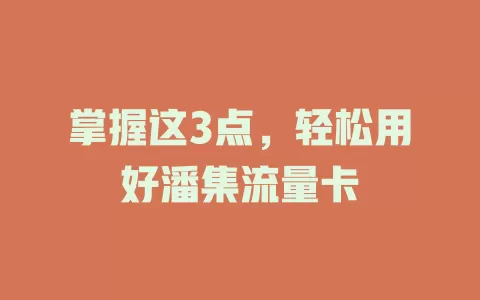 掌握这3点，轻松用好潘集流量卡
