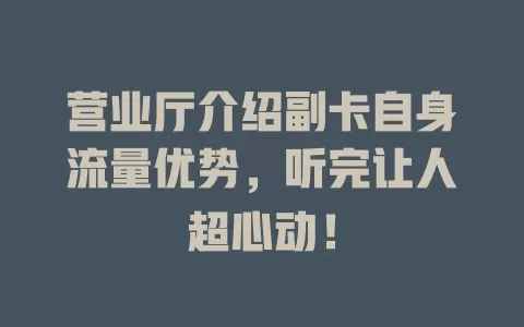 营业厅介绍副卡自身流量优势，听完让人超心动！
