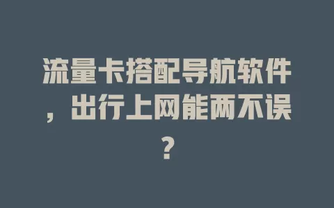 流量卡搭配导航软件，出行上网能两不误？