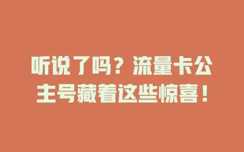 听说了吗？流量卡公主号藏着这些惊喜！