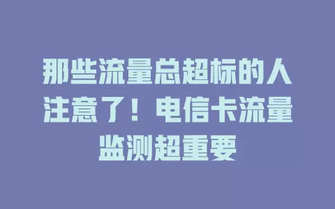 那些流量总超标的人注意了！电信卡流量监测超重要
