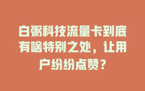 白粥科技流量卡到底有啥特别之处，让用户纷纷点赞？