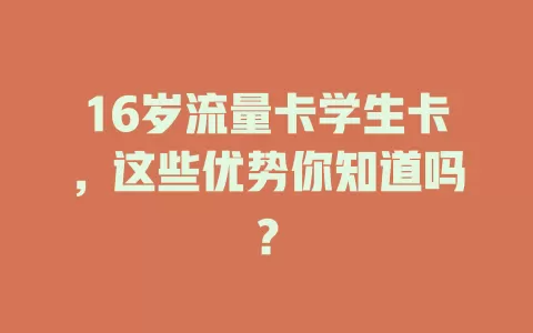 16岁流量卡学生卡，这些优势你知道吗？