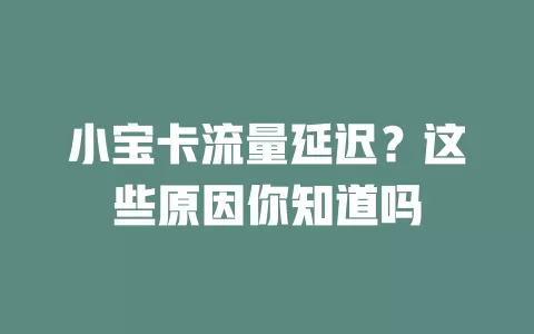 小宝卡流量延迟？这些原因你知道吗