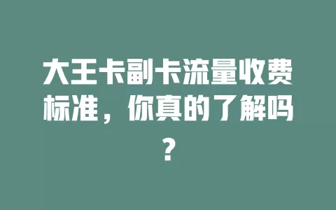大王卡副卡流量收费标准，你真的了解吗？