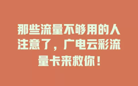那些流量不够用的人注意了，广电云彩流量卡来救你！