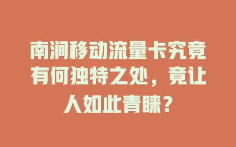 南涧移动流量卡究竟有何独特之处，竟让人如此青睐？