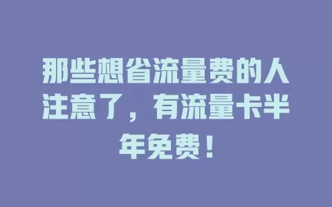 那些想省流量费的人注意了，有流量卡半年免费！