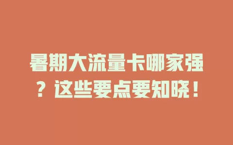 暑期大流量卡哪家强？这些要点要知晓！