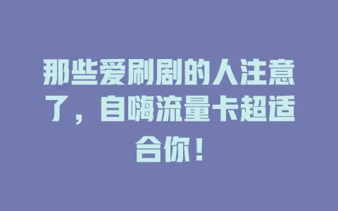 那些爱刷剧的人注意了，自嗨流量卡超适合你！