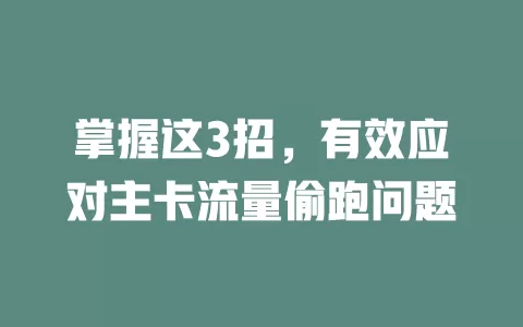 掌握这3招，有效应对主卡流量偷跑问题