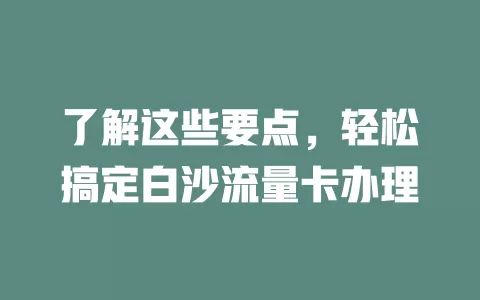 了解这些要点，轻松搞定白沙流量卡办理